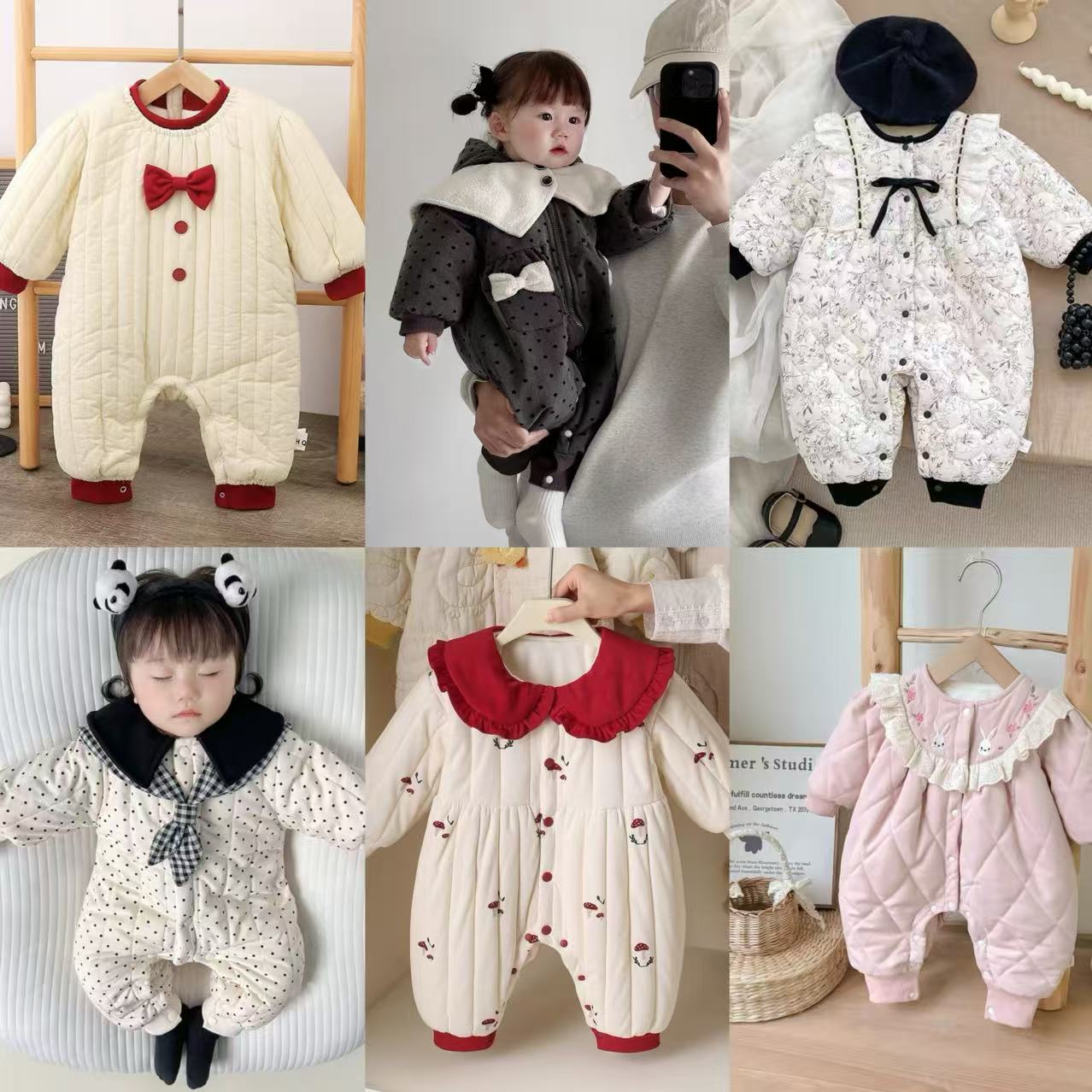 A300-A400{秋冬加绒}新款婴幼儿加绒哈衣连体衣公主裙组合多款式