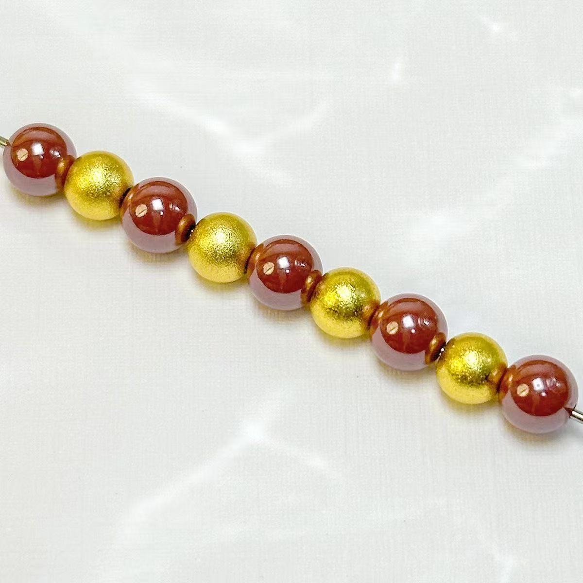 #秋秋专享#黄金金珠玉髓圆珠自由搭配（拍五赠三）