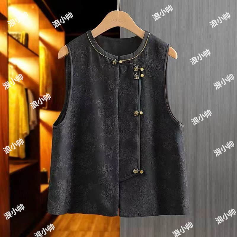 5931新中式提花马甲背心夏季时尚无袖坎肩马夹