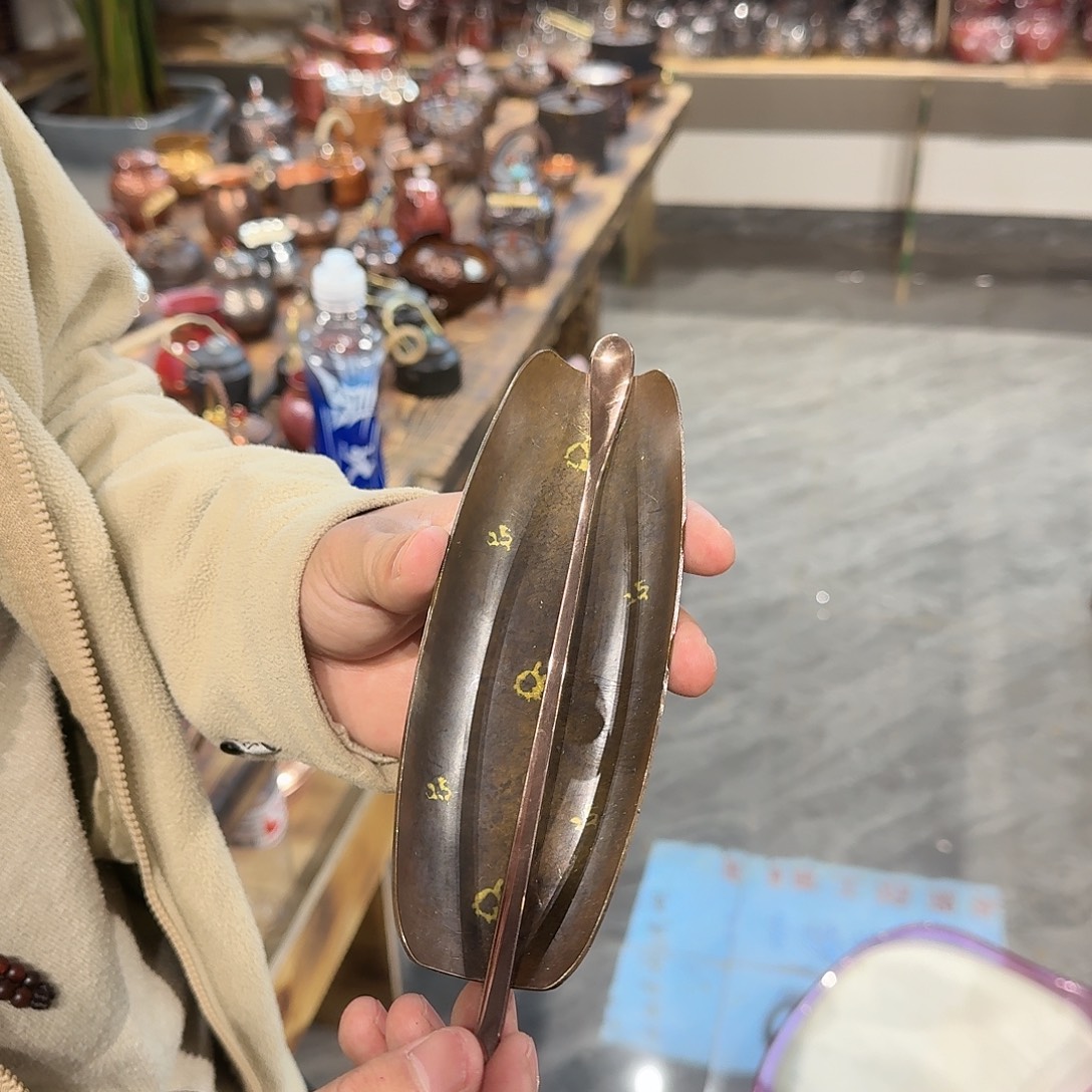 紫铜手工茶则茶拨两件套