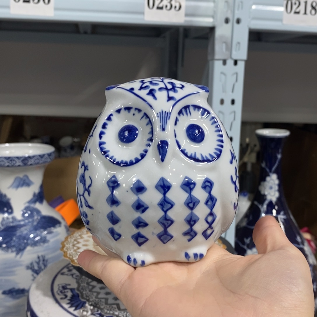 瓶猫头鹰摆件花瓶
