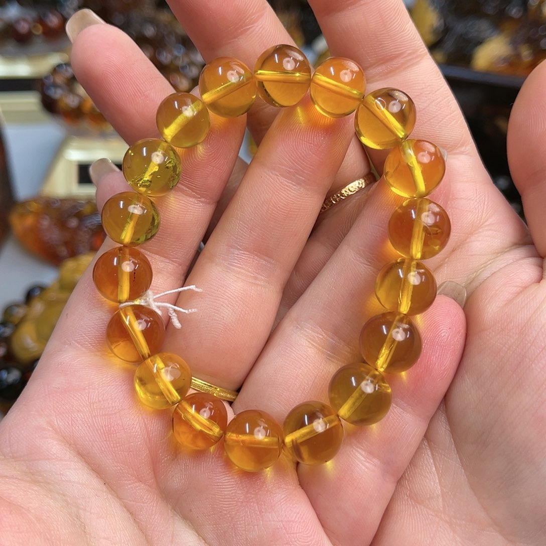 琥珀手链未镶嵌缅甸琥珀金珀手串11m+