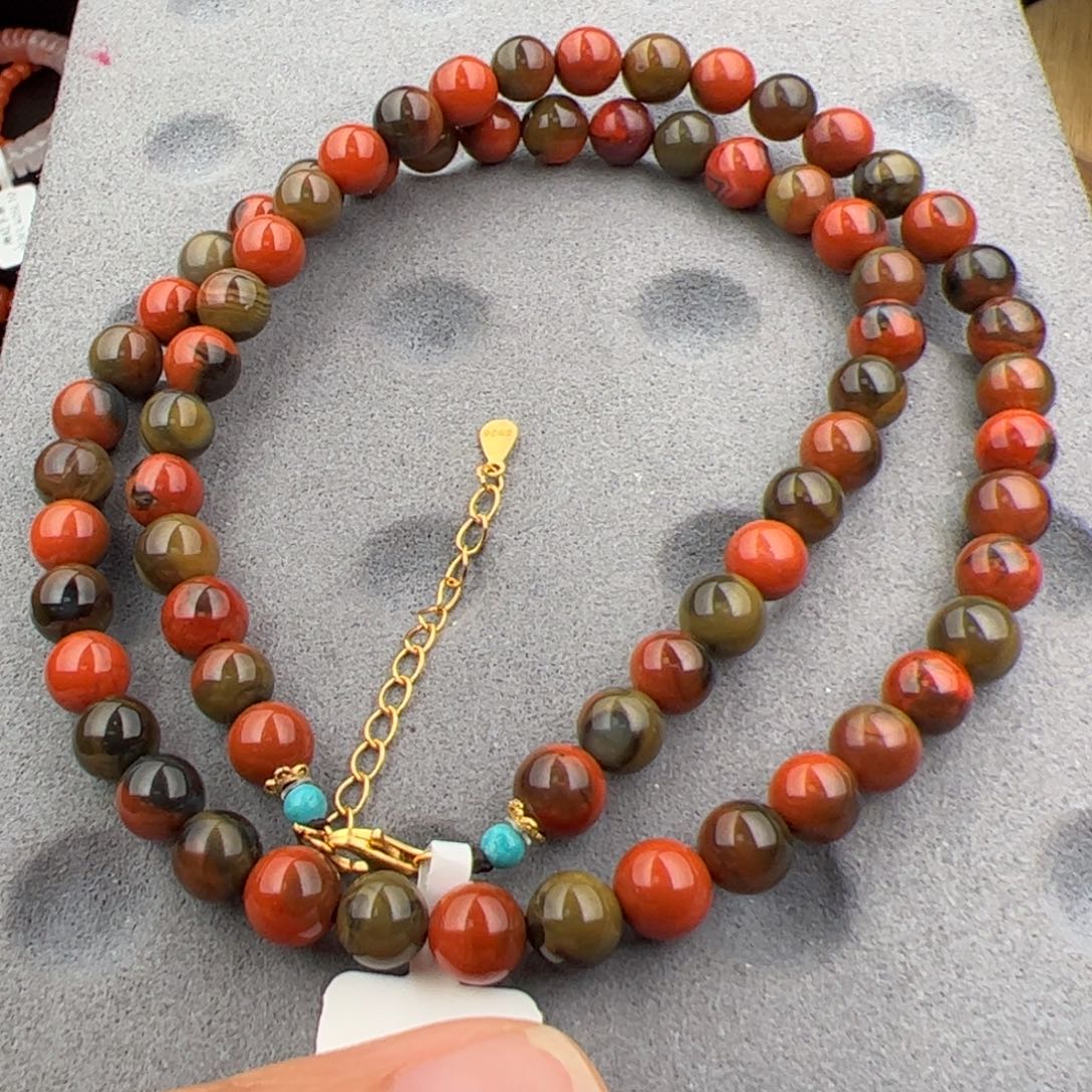 南红玛瑙【大山包项链6mm多样性发一件银S925镶嵌