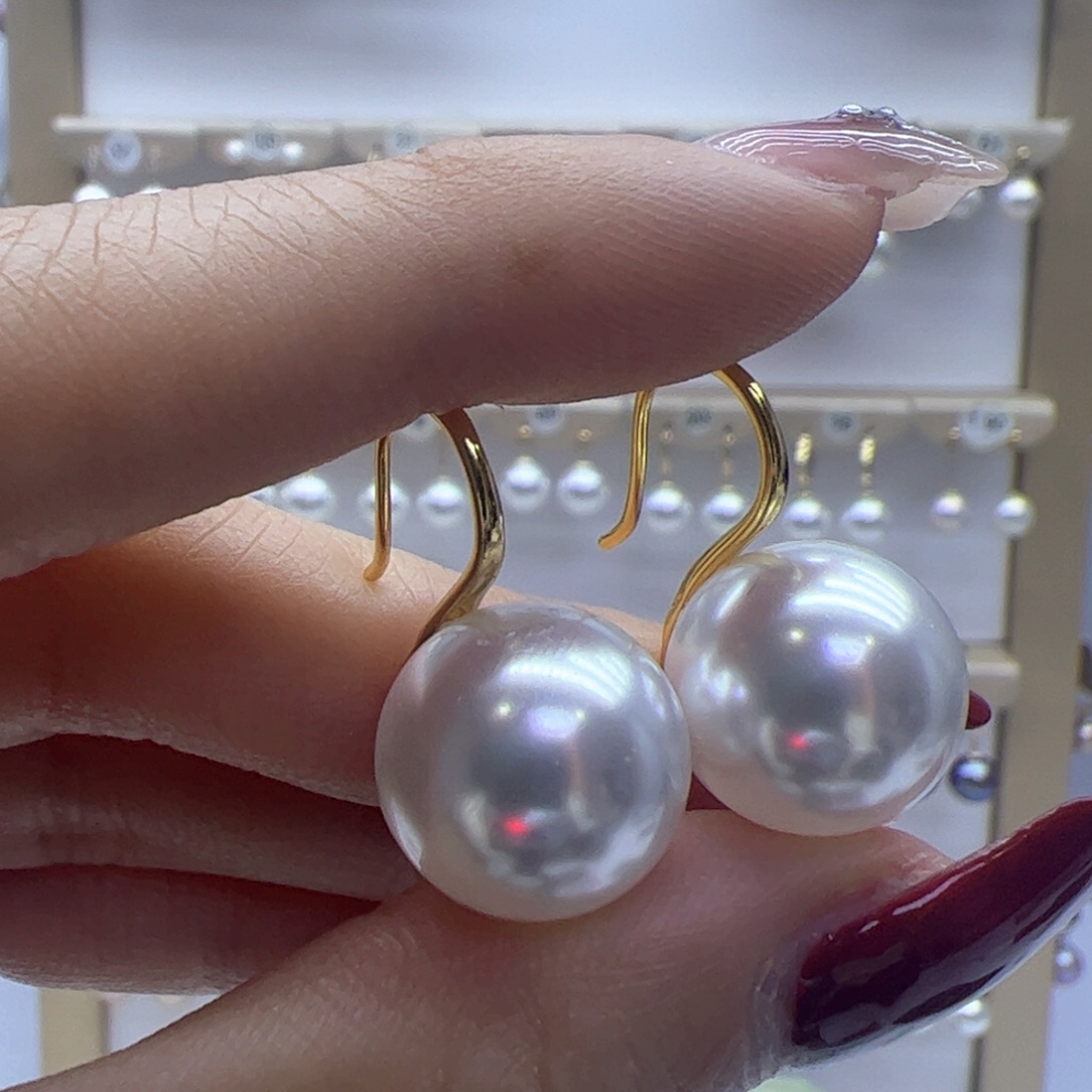 淡水珍珠耳饰18K金镶嵌