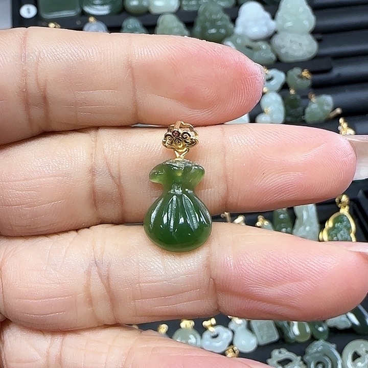 和田玉吊坠(不含链)银S925镶嵌墨*