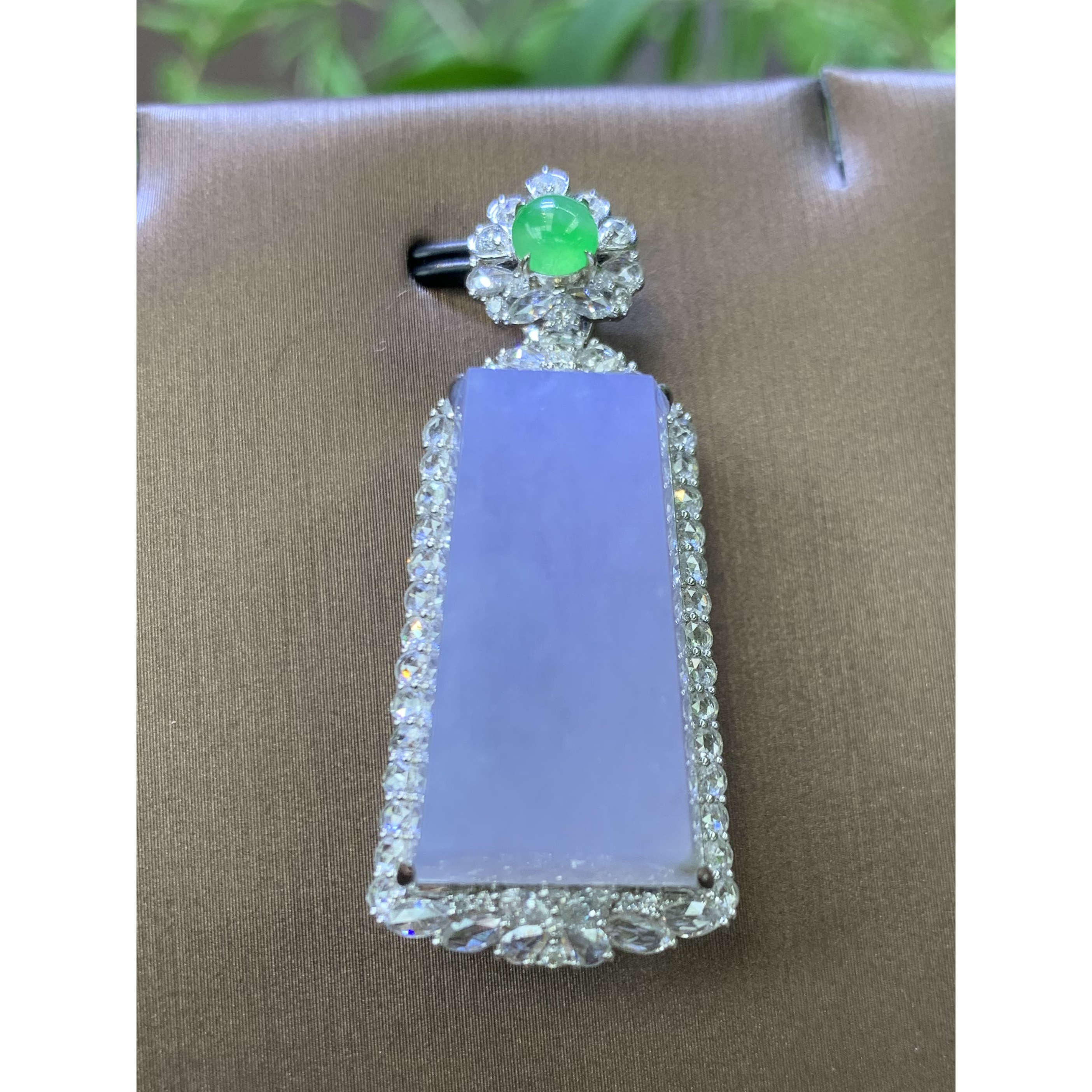 紫罗兰厚装无事牌吊坠天然翡翠A货裸石：26*13*7.3mmHLH2.10气质