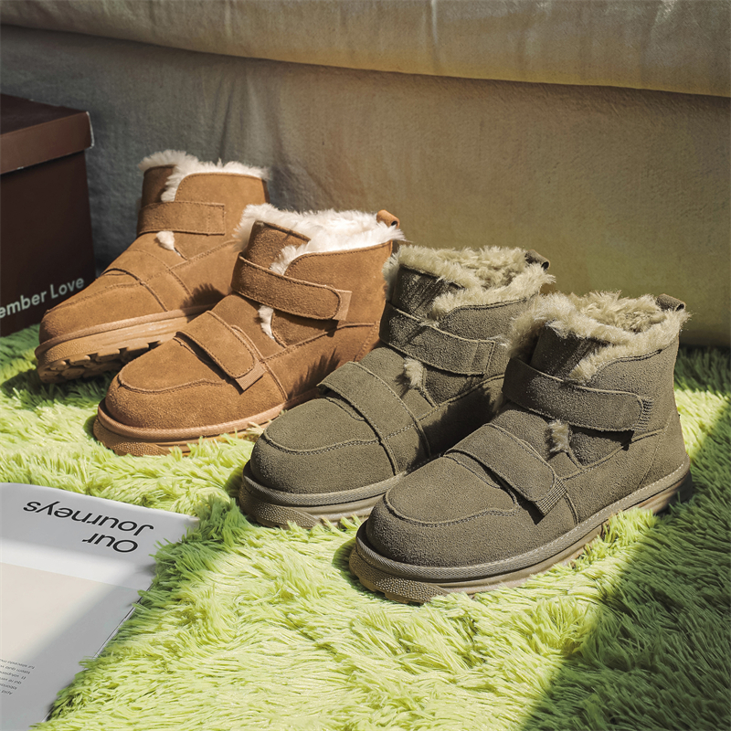 男女同款冬季魔术贴雪地靴时尚百搭大棉-9938