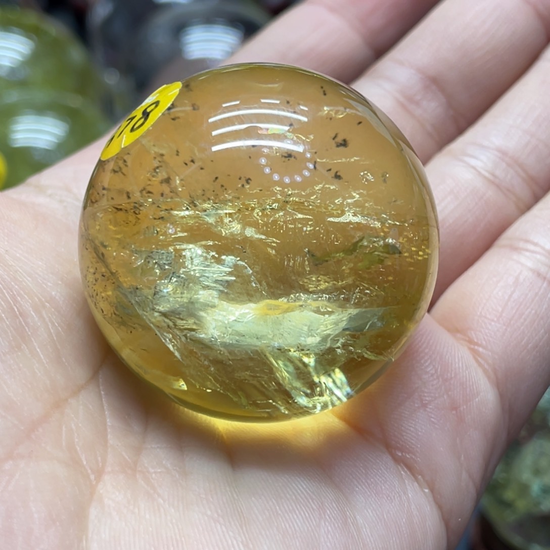 未镶嵌珠宝半成品水晶MM黄水晶球C3086