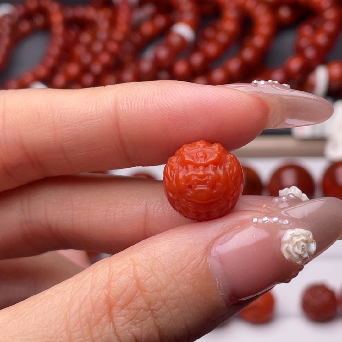尕***晶南红玛瑙未镶嵌手链13mm保山黄财神单珠