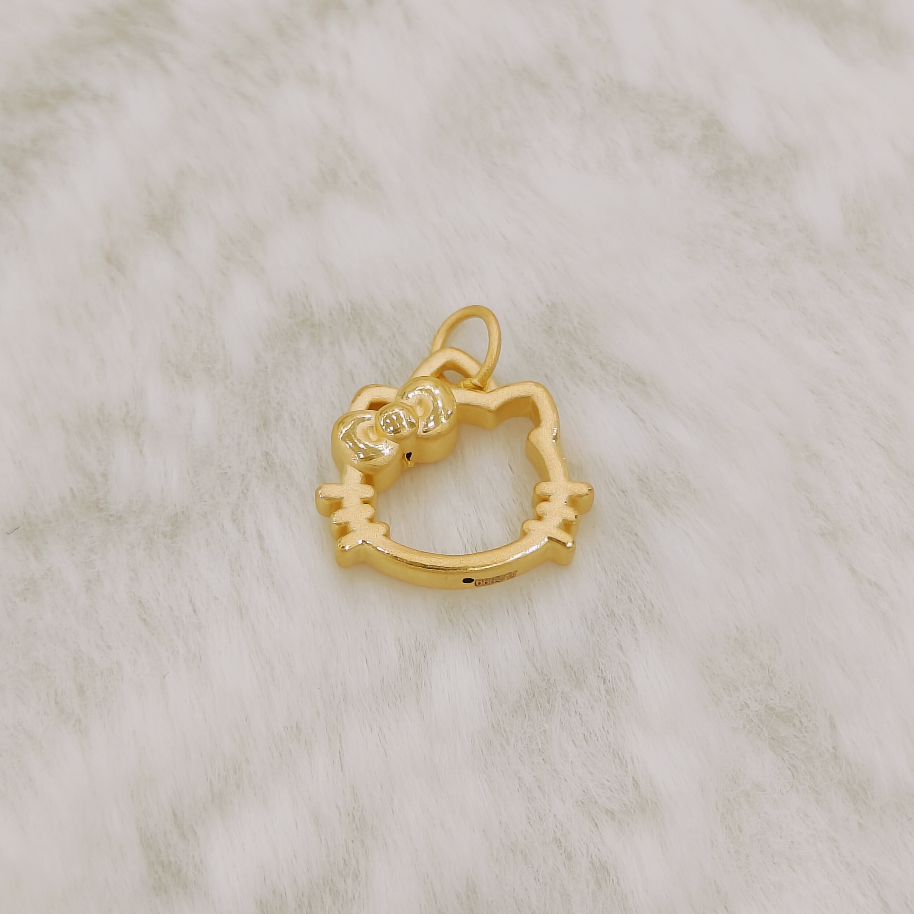 吉金珠宝 足金999镂空kitty猫头吊坠素金3D硬金转运珠手串