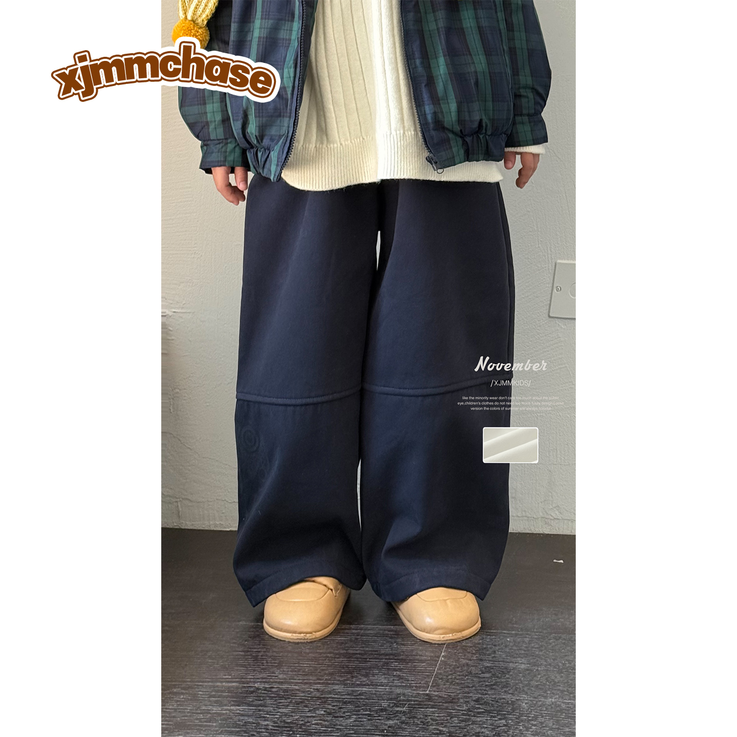 虾酱麻麻男童加绒裤子冬装2025新款男孩保暖长裤阔腿儿童装休闲裤