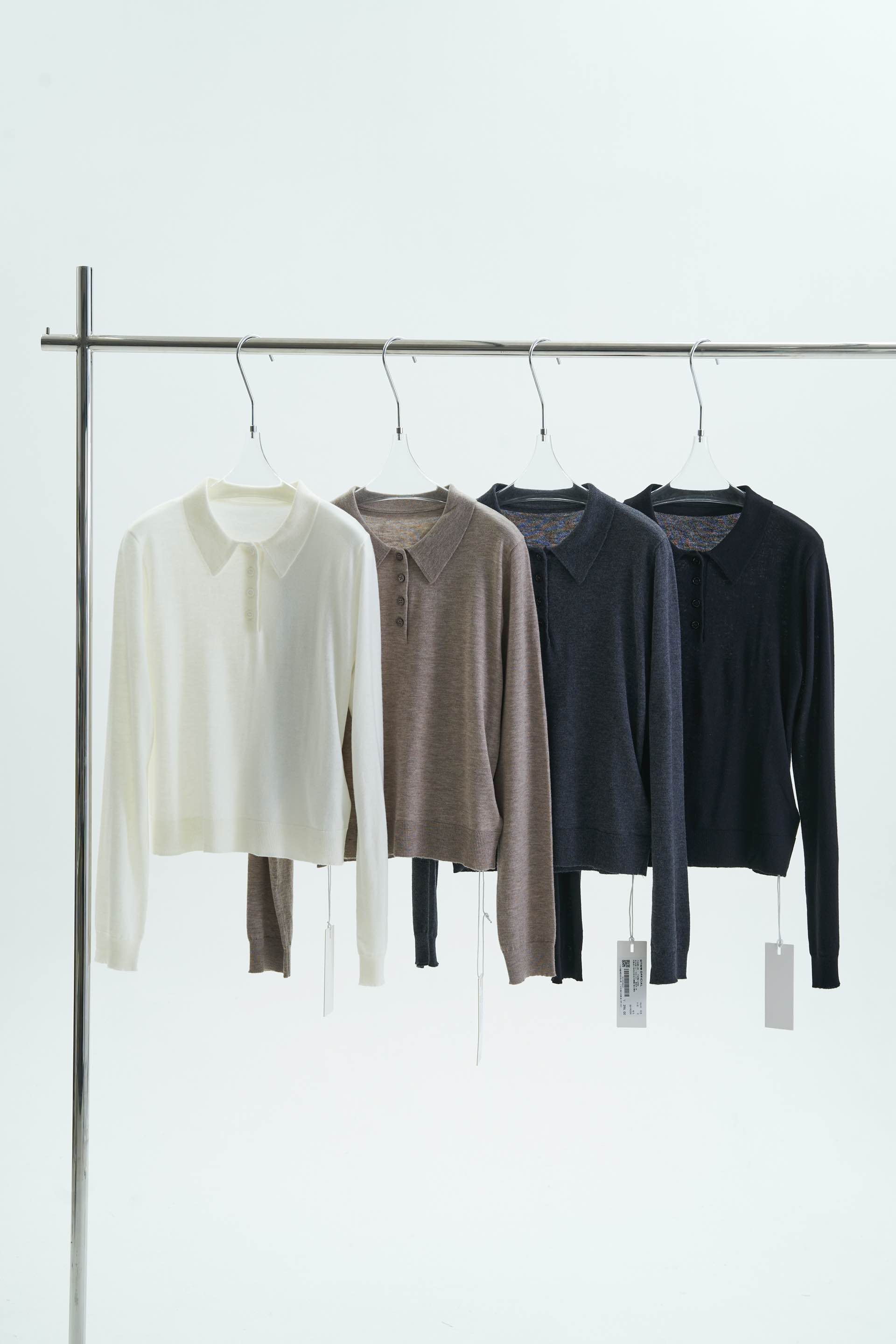 HTT小众设计感原创百搭Polo领长袖纯色修身显瘦T恤上衣5519022