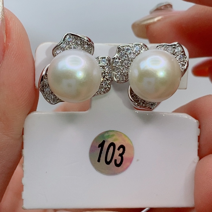 银S925镶嵌淡水珍珠耳饰