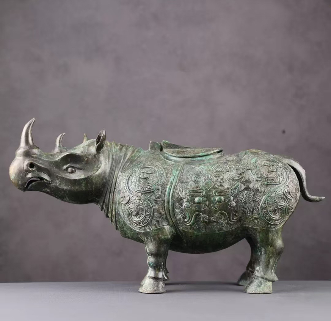 【犀牛尊】纯铜仿古青铜器摆件