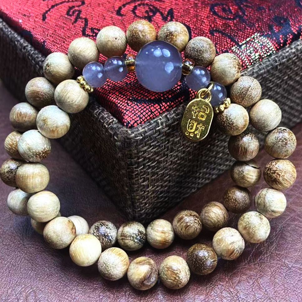 B1024奶香木双圈手串无礼盒精品手串配饰-1