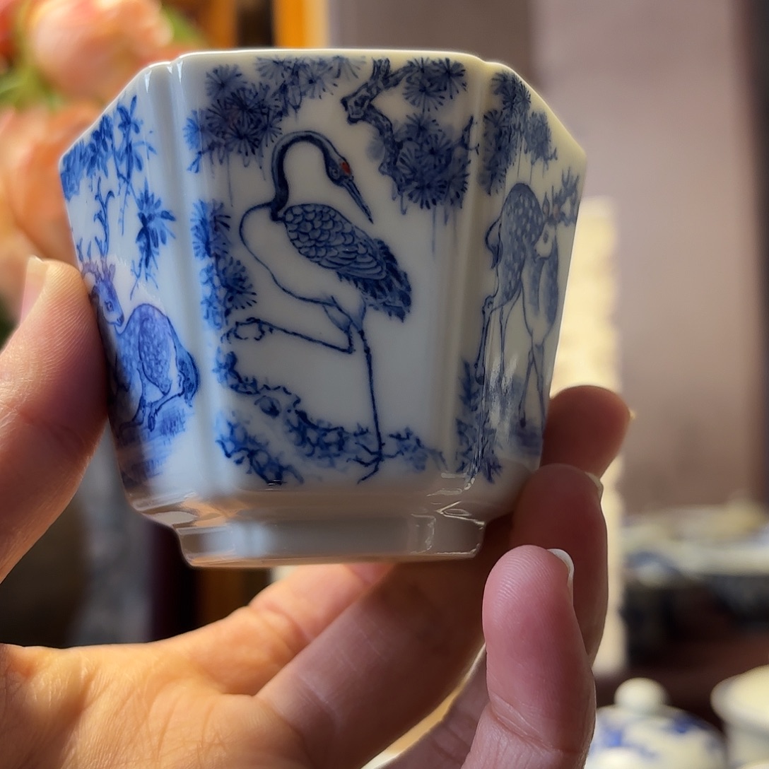 诺***亚鹿鹤同春六方杯手工