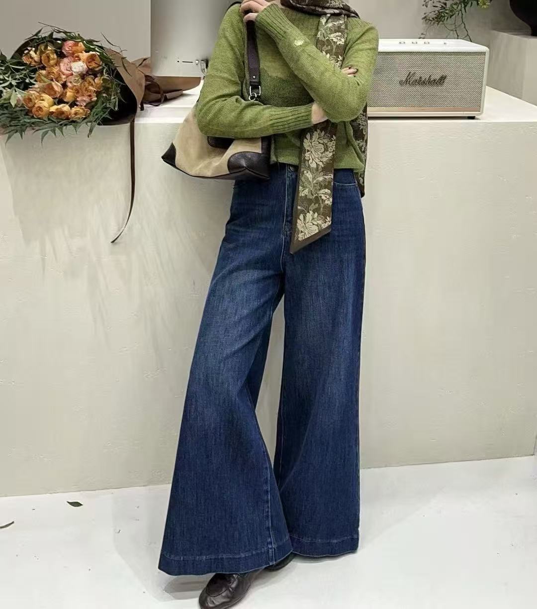 【非主图款】小整款百搭高货阔腿高腰显瘦牛仔裤阔腿裤喇叭裤弯刀裤