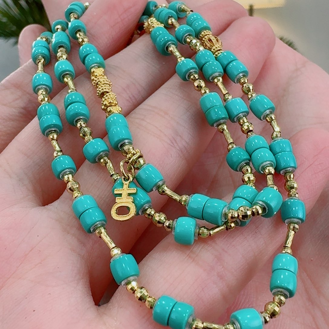 绿松石珠宝奇石18K金镶嵌