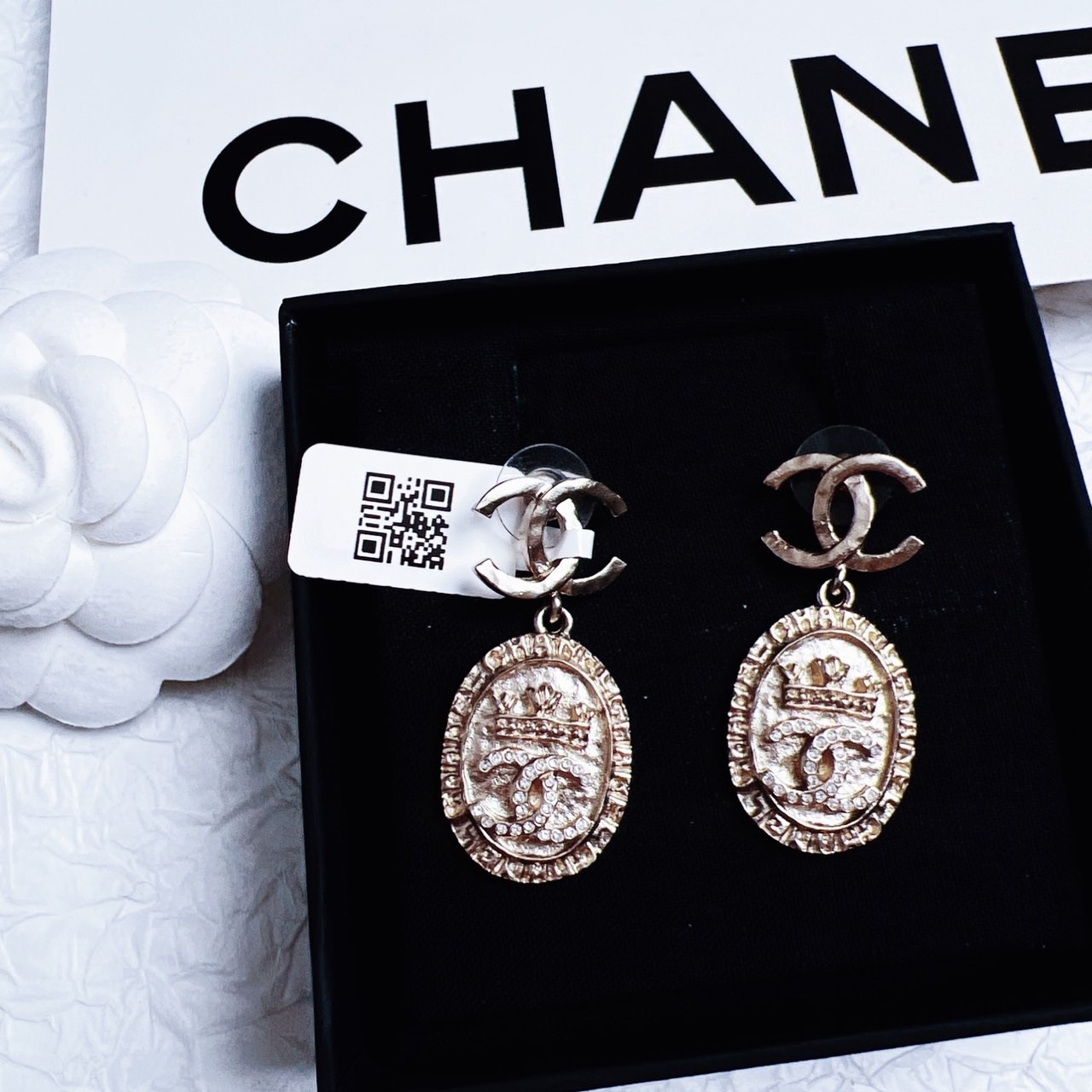 95新 Chanel/香奈儿 柚礼中古/香奈儿皇冠金币耳钉LZ501251