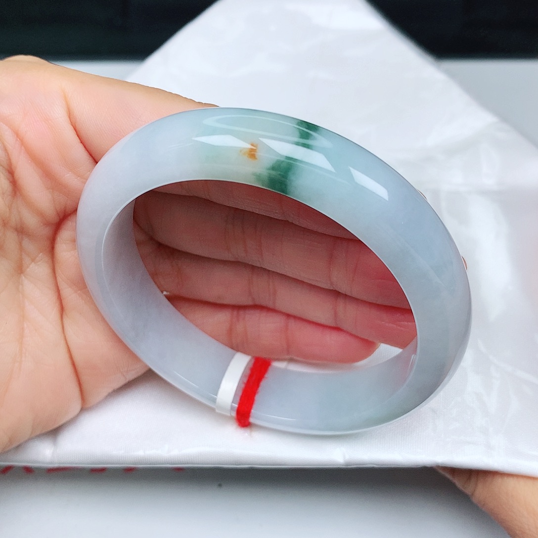 未镶嵌手镯翡翠冰润飘绿洒金16