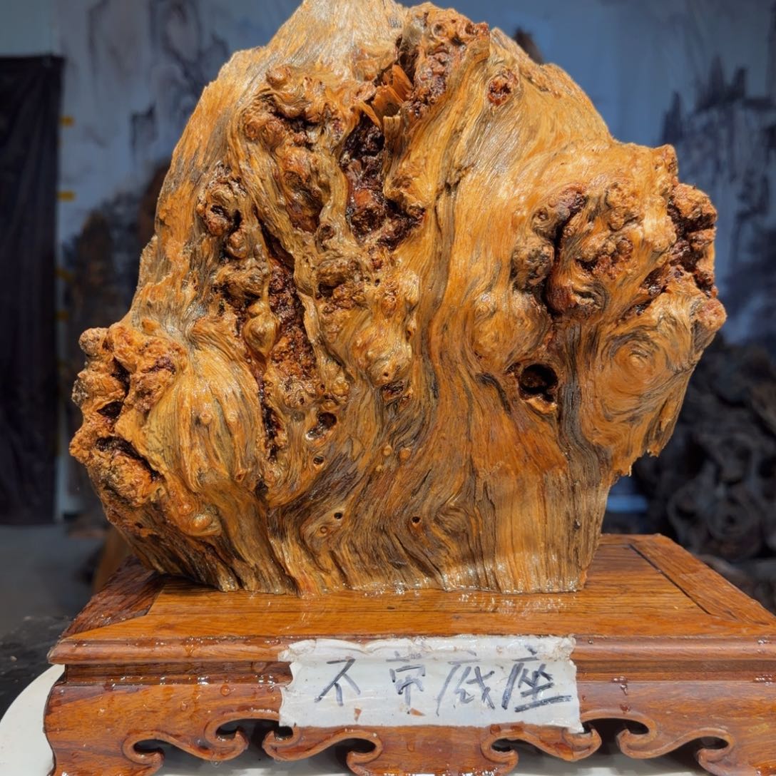戈***石木三丰琥珀木 天然摆件34