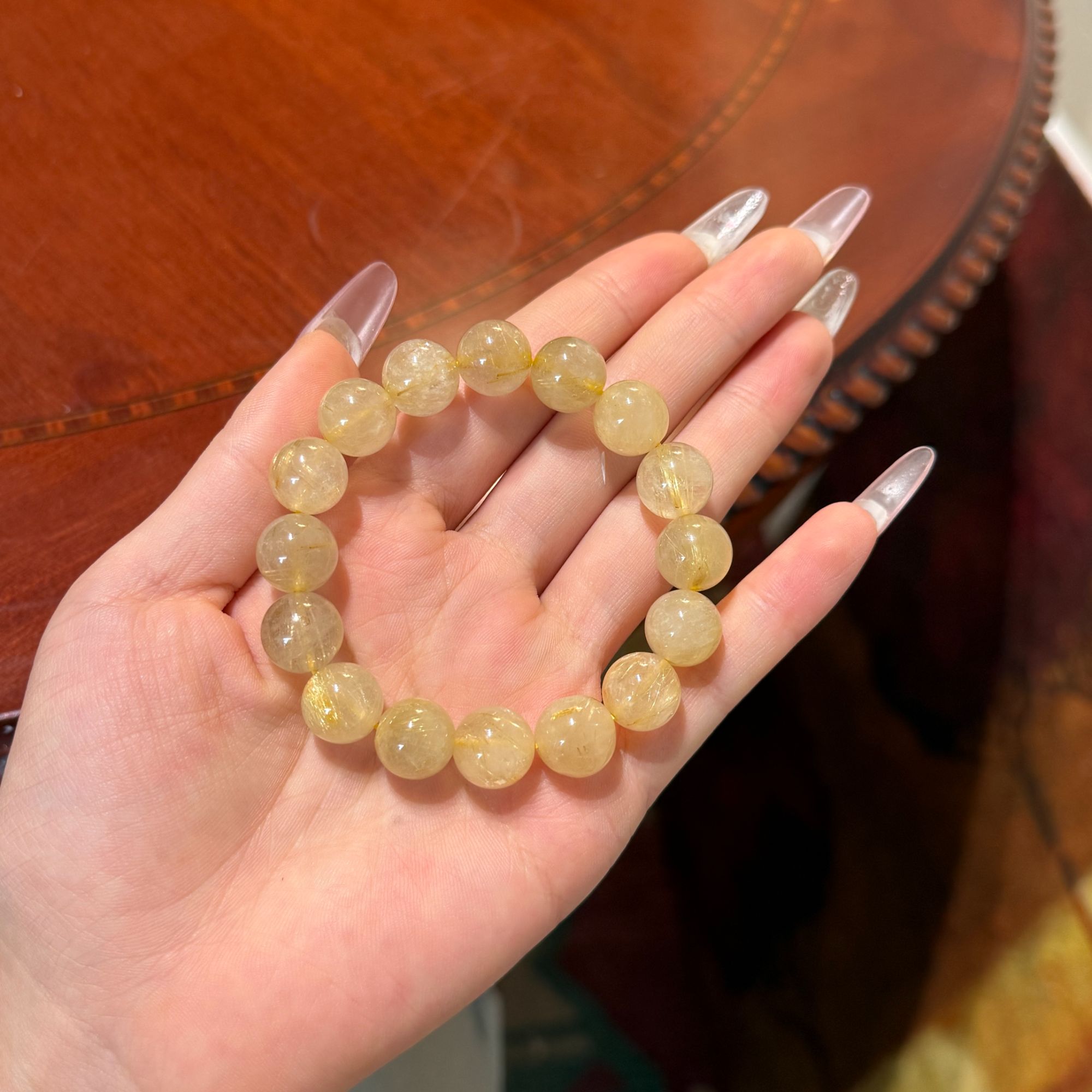 【金发晶素圈】天然金发晶12mm素圈水晶手串