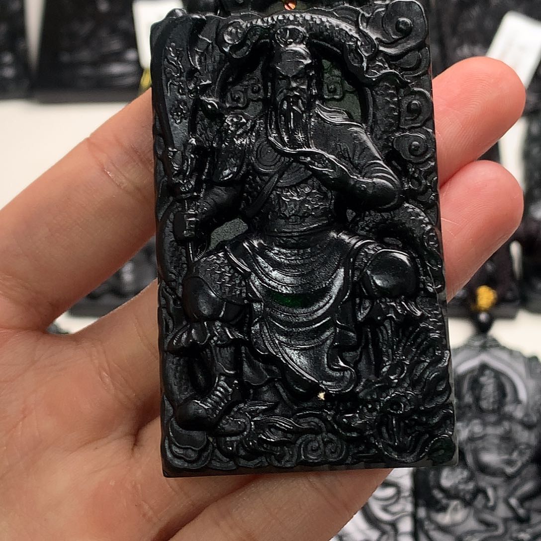 天然缅甸a货钢琴黑挂件