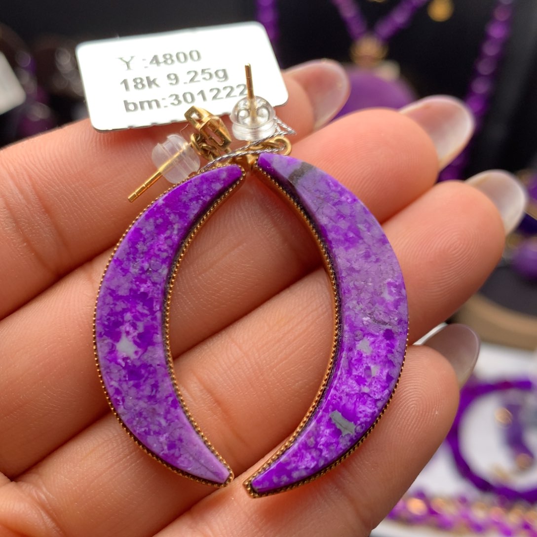 苏纪石（舒俱来）18K金镶嵌耳坠