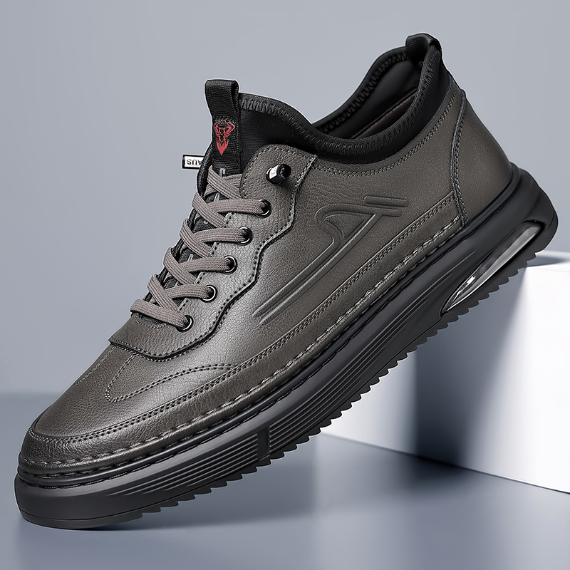 全牛皮男鞋户外男士真皮运动休闲鞋潮牌皮鞋男英伦透气潮鞋一脚蹬