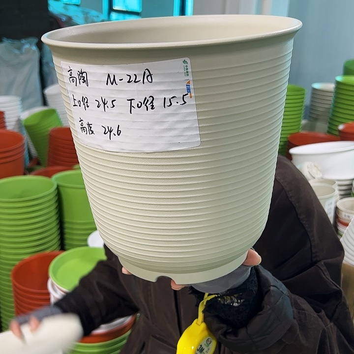 正品高陶口24.5高24.6米色带托5只