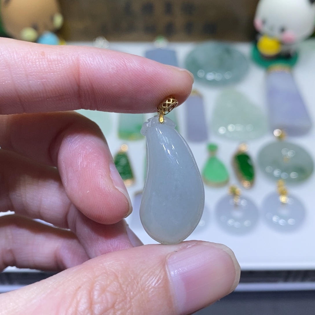 翡翠18K金镶嵌吊坠(不含链)