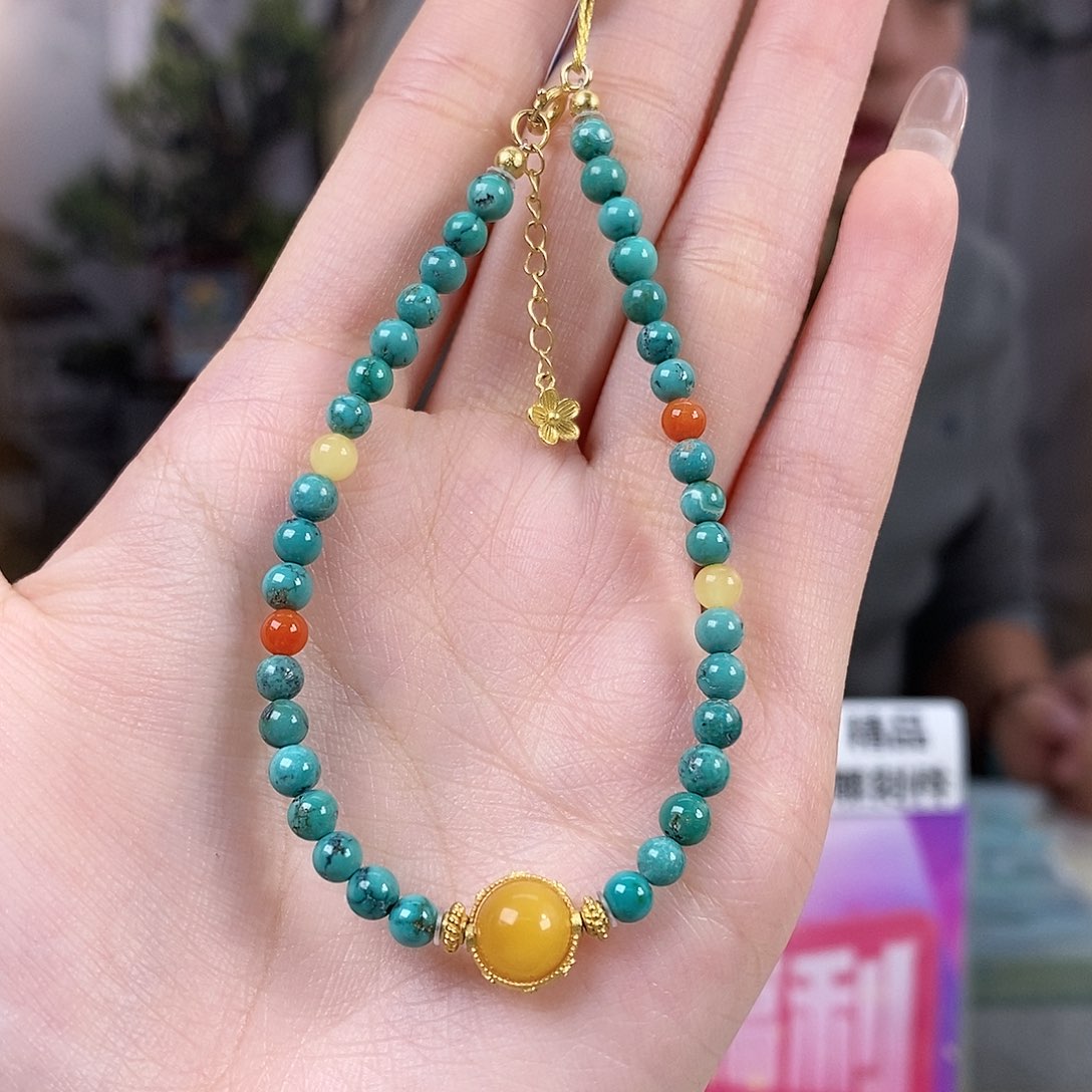 绿松石银S925镀金镶嵌珠宝奇石