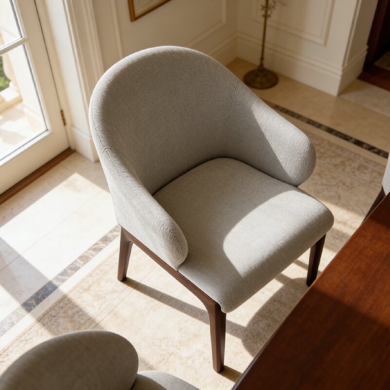 烈虎实木餐椅意式别墅单人沙发椅会所酒店休闲软包设计师靠背椅子