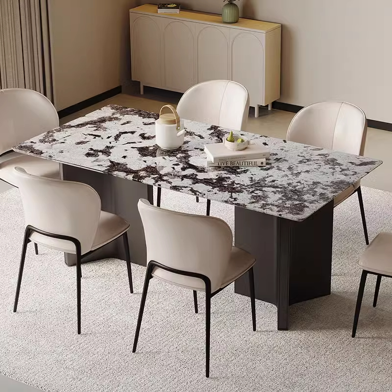 雪山蓝天然奢石餐桌轻奢家用简约餐厅极简意式奢石餐桌
