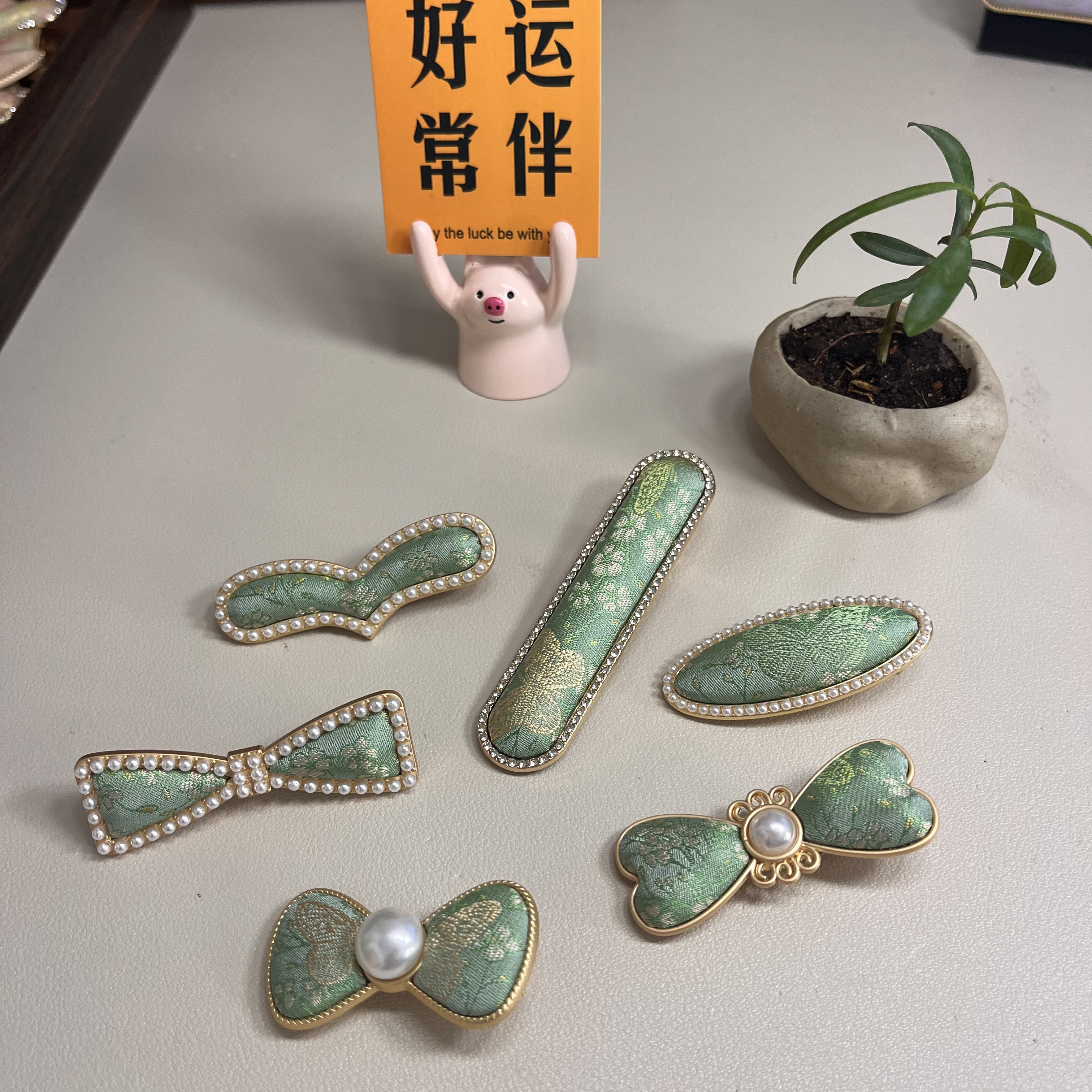 非遗名家宋锦发夹夹子发卡纯手工新中式国风边夹bb夹