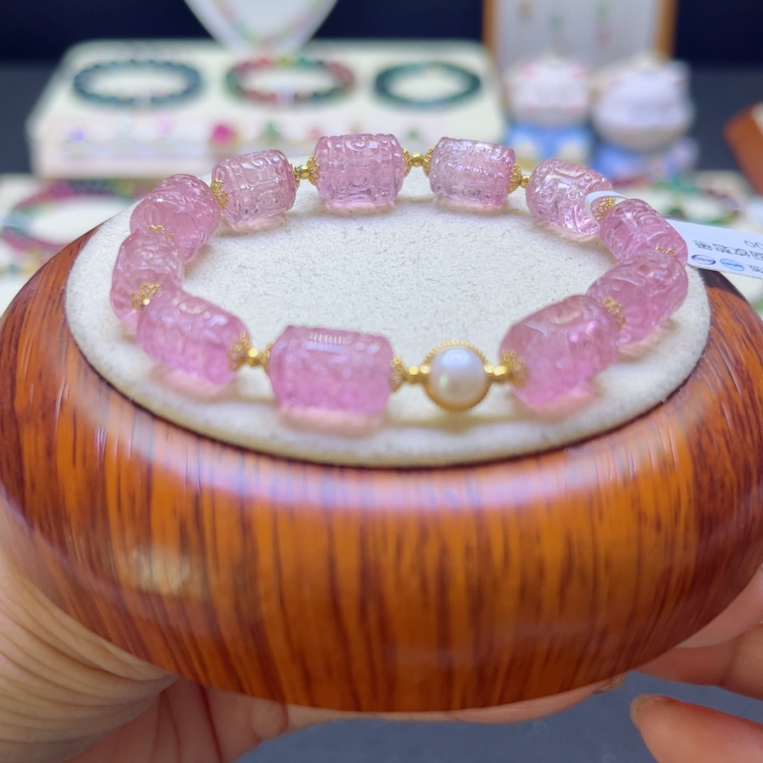 碧玺手链未镶嵌全粉回纹