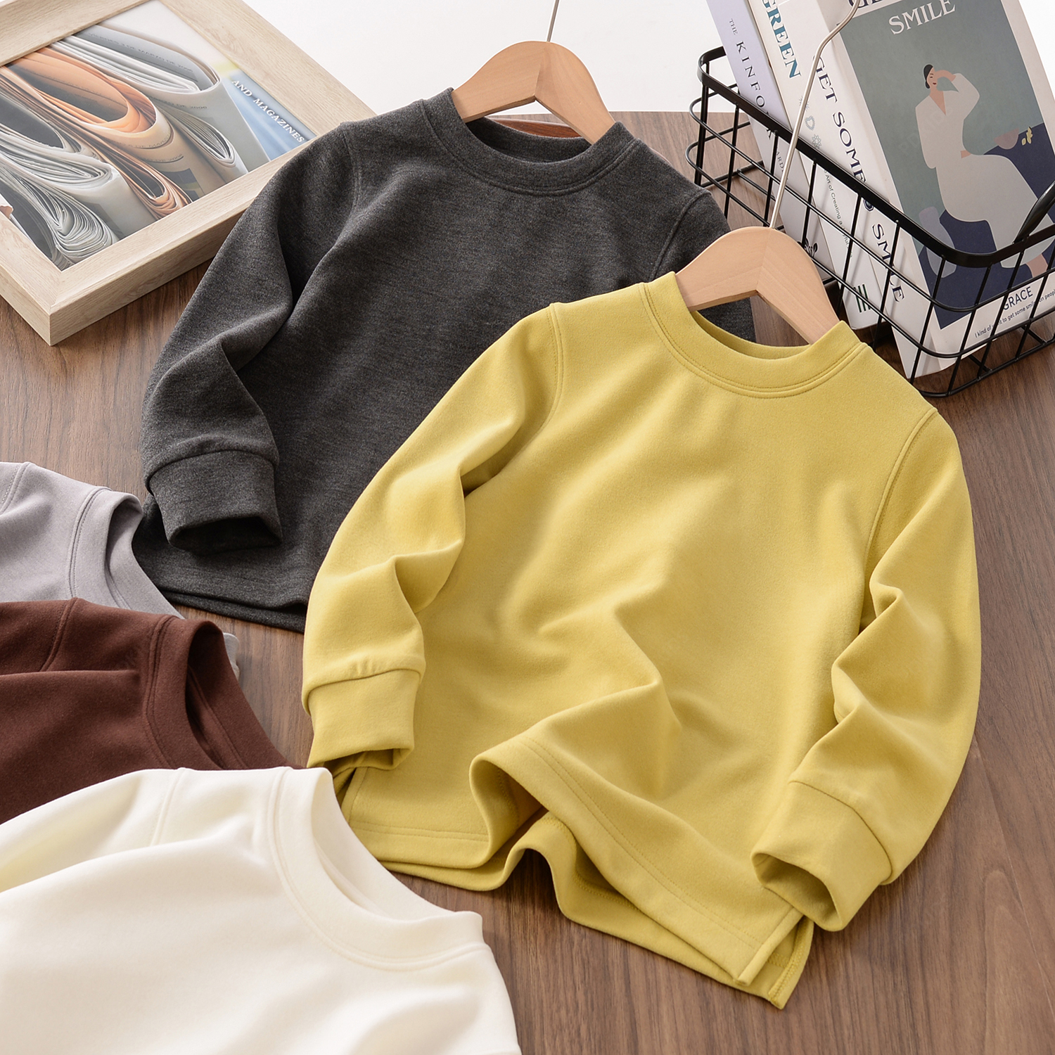 【天然暖姜绒】男童加厚发热圆领长T秋冬新中大童亲肤打底衫258DS11