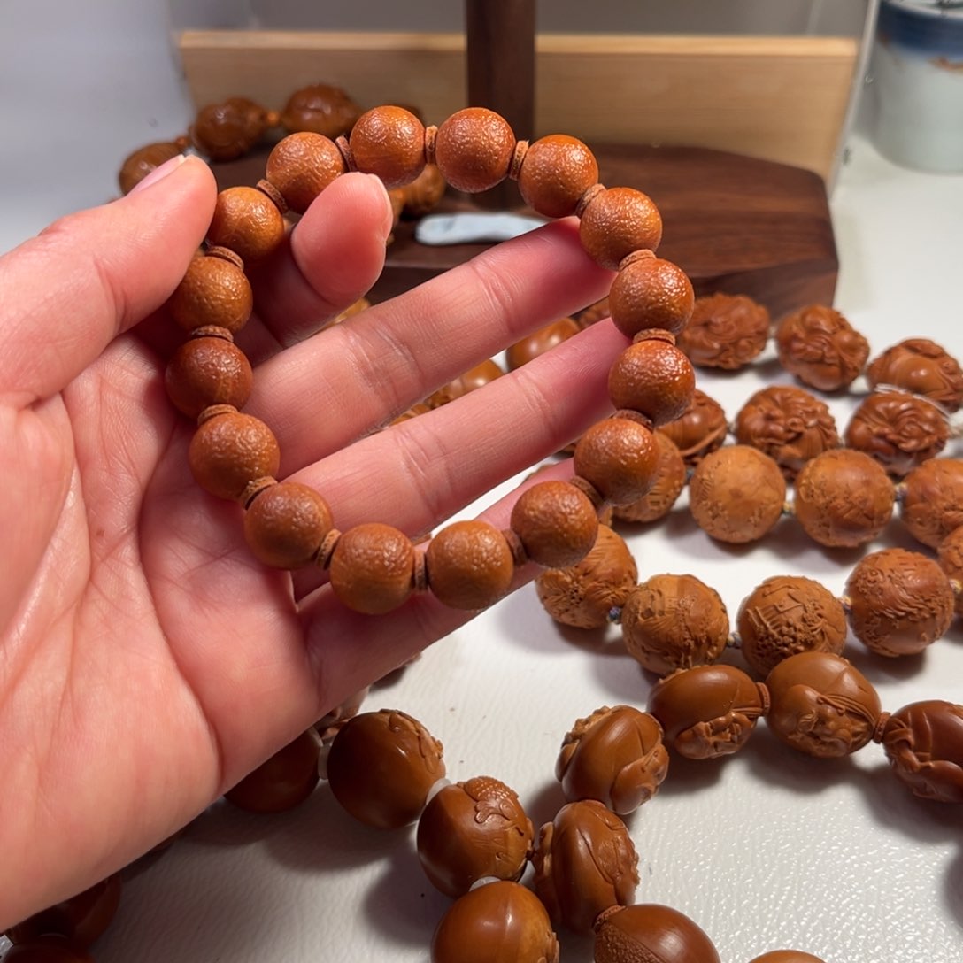 橄榄核手串/手链正圆光珠，大吉大利