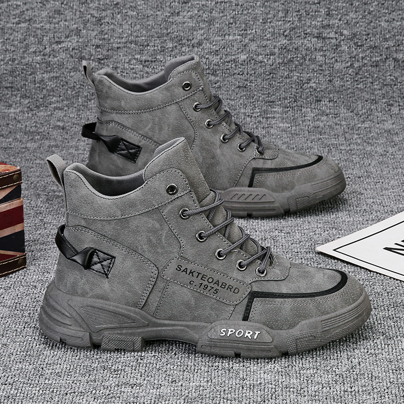 防滑马丁靴透气韩版秋季英伦高帮防水运动风车缝线E007