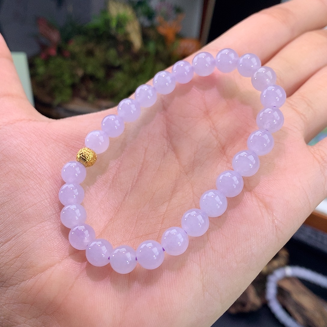 翡翠未镶嵌手链冰粉紫手串