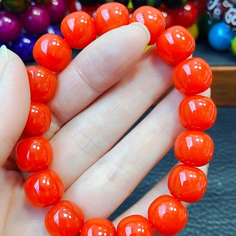 玛瑙/玉髓手链未镶嵌宝山锦红苹果珠