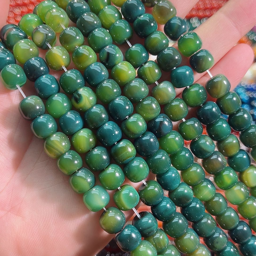 玛瑙/玉髓未镶嵌珠宝半成品绿玛瑙老型一条10mm