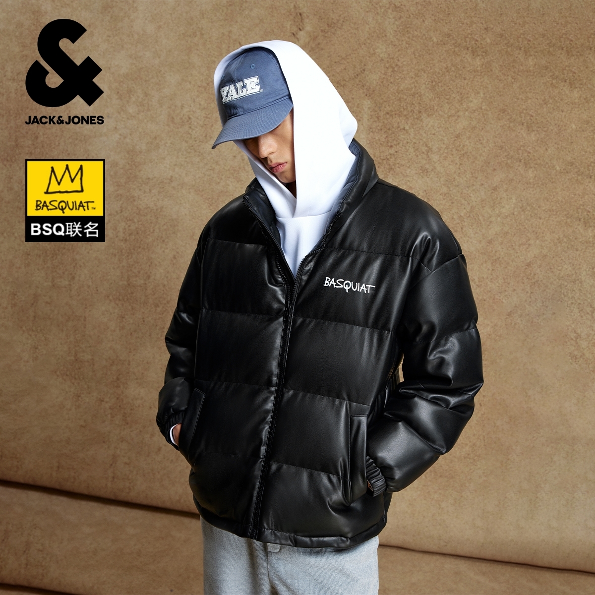 杰克琼斯痞帅慵懒风男装BSQ联名棉服秋季新款刺绣立领保暖外套潮