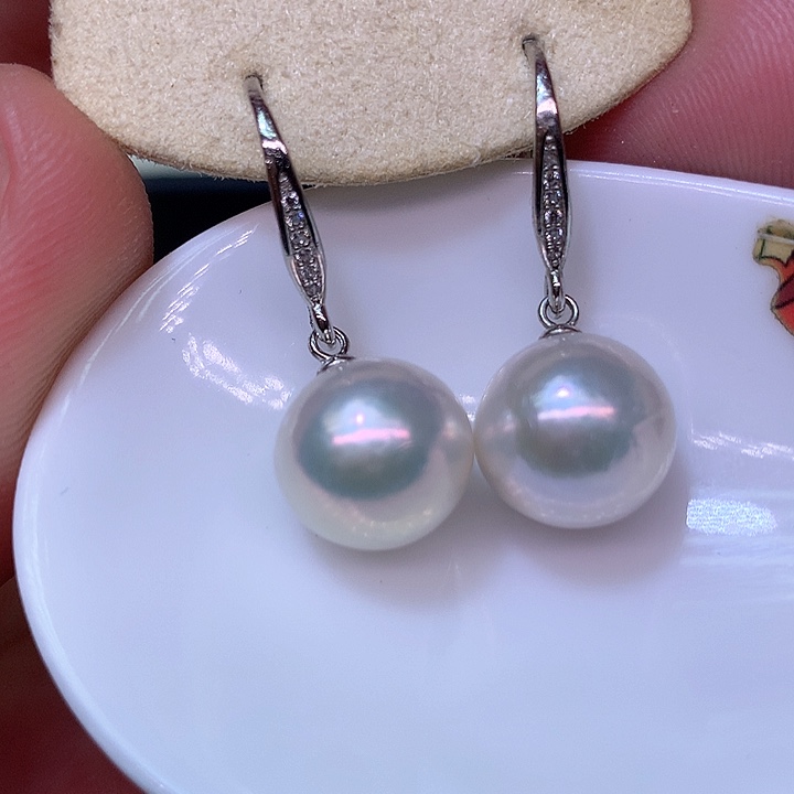 银S925镶嵌耳饰淡水珍珠