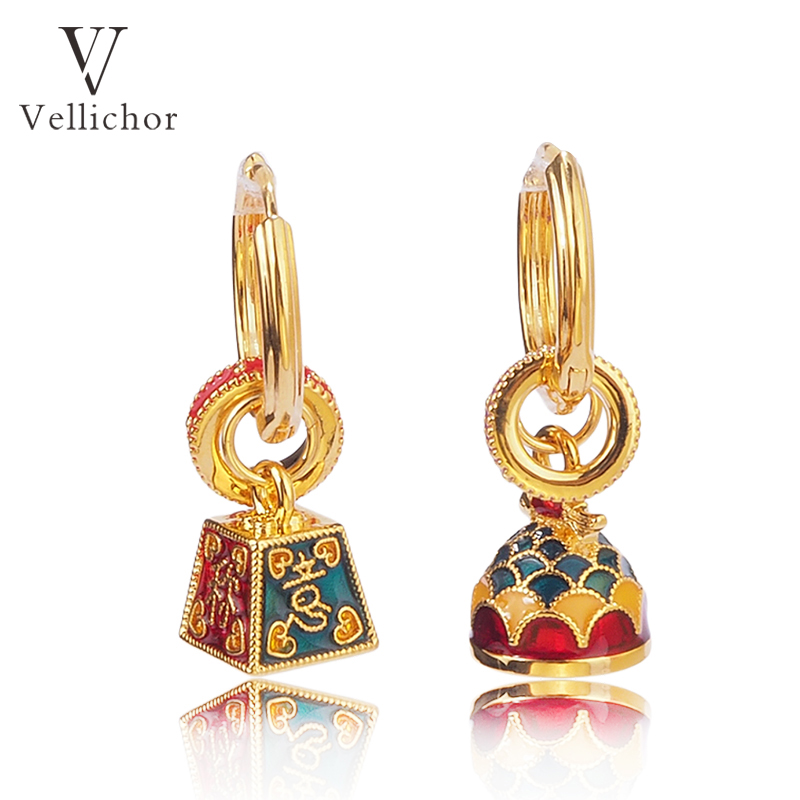 铜合金耳饰 国风精致称心如意秤砣锦鲤耳环女新中式轻奢耳环耳饰