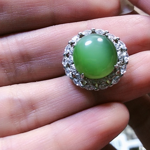 和田玉戒指银S925镶嵌
