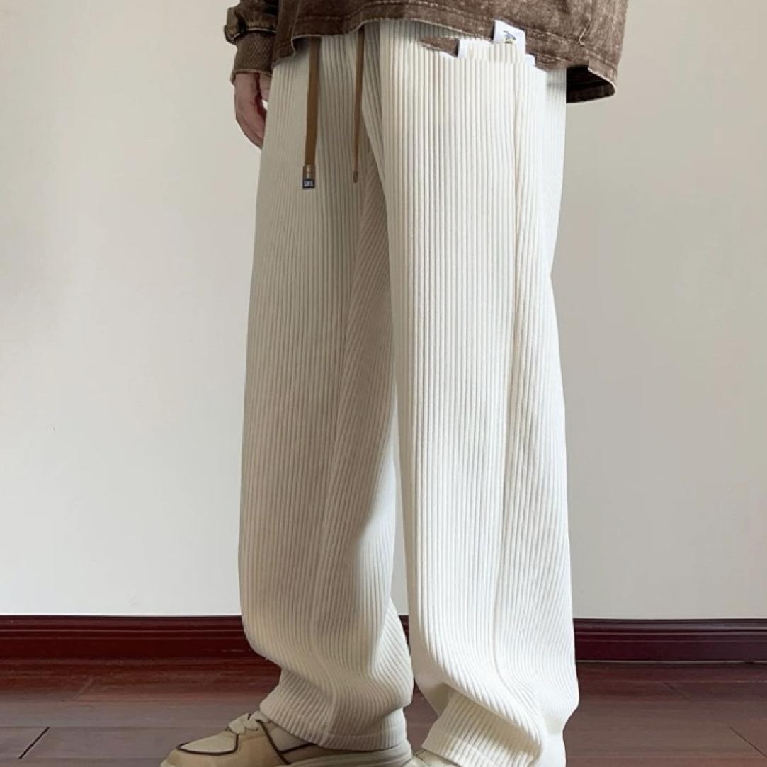 aaa长裤灯芯绒运动日系简约抗皱高级感男士潮流宽松卫裤