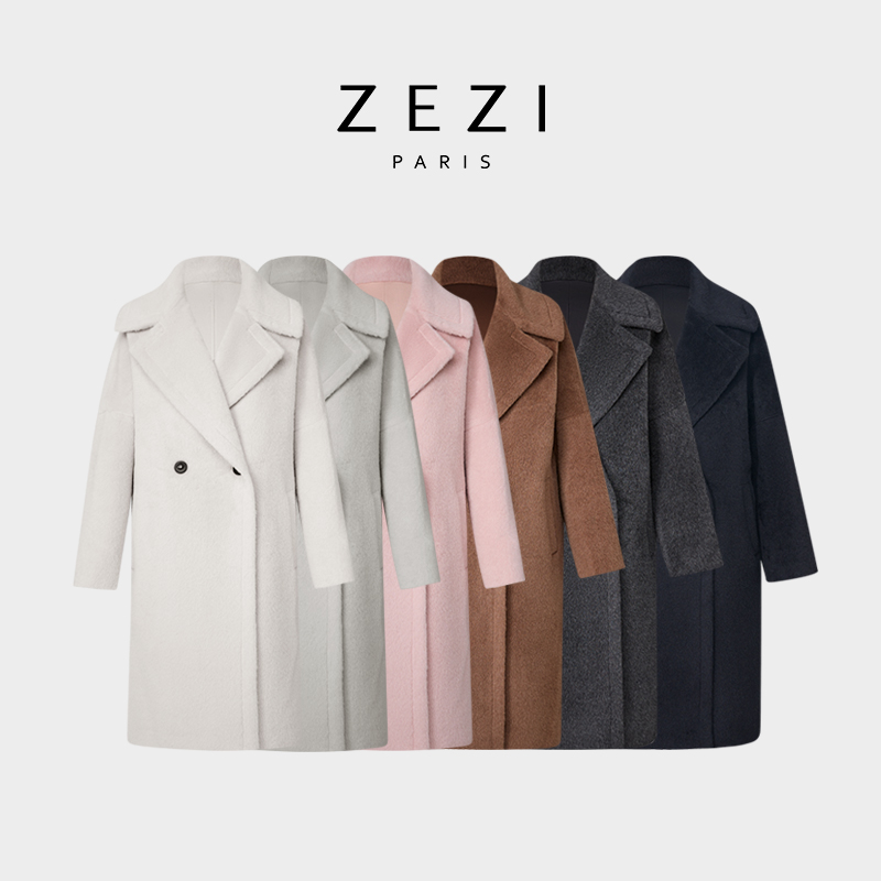 ZEZI【路飞专属】【暖洋洋大衣】双排扣长款毛呢大衣时尚休闲Z14B834D