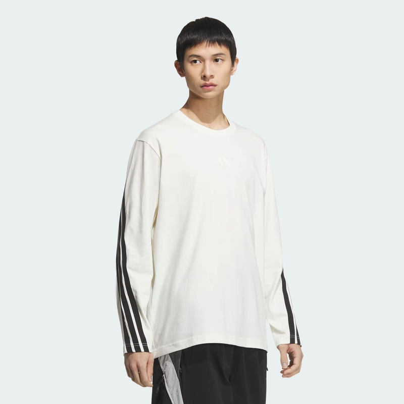 ADIDAS/阿迪达斯三条杠纯棉运动宽松情侣长袖圆领T恤 KC3889