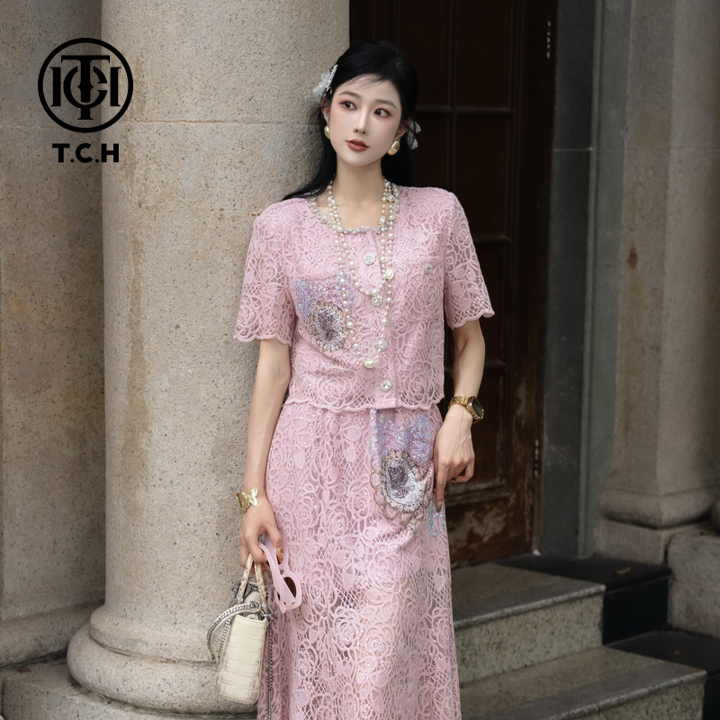 TCH烫钻工艺新时尚淑女百搭新潮流套装女T75B07E1012轻奢tch